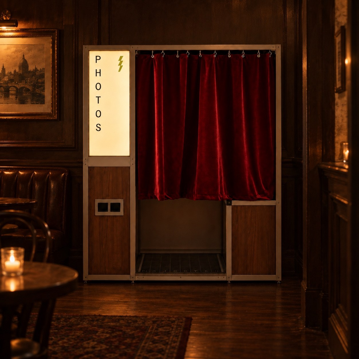 Enclosed booth in a warm lounge setting